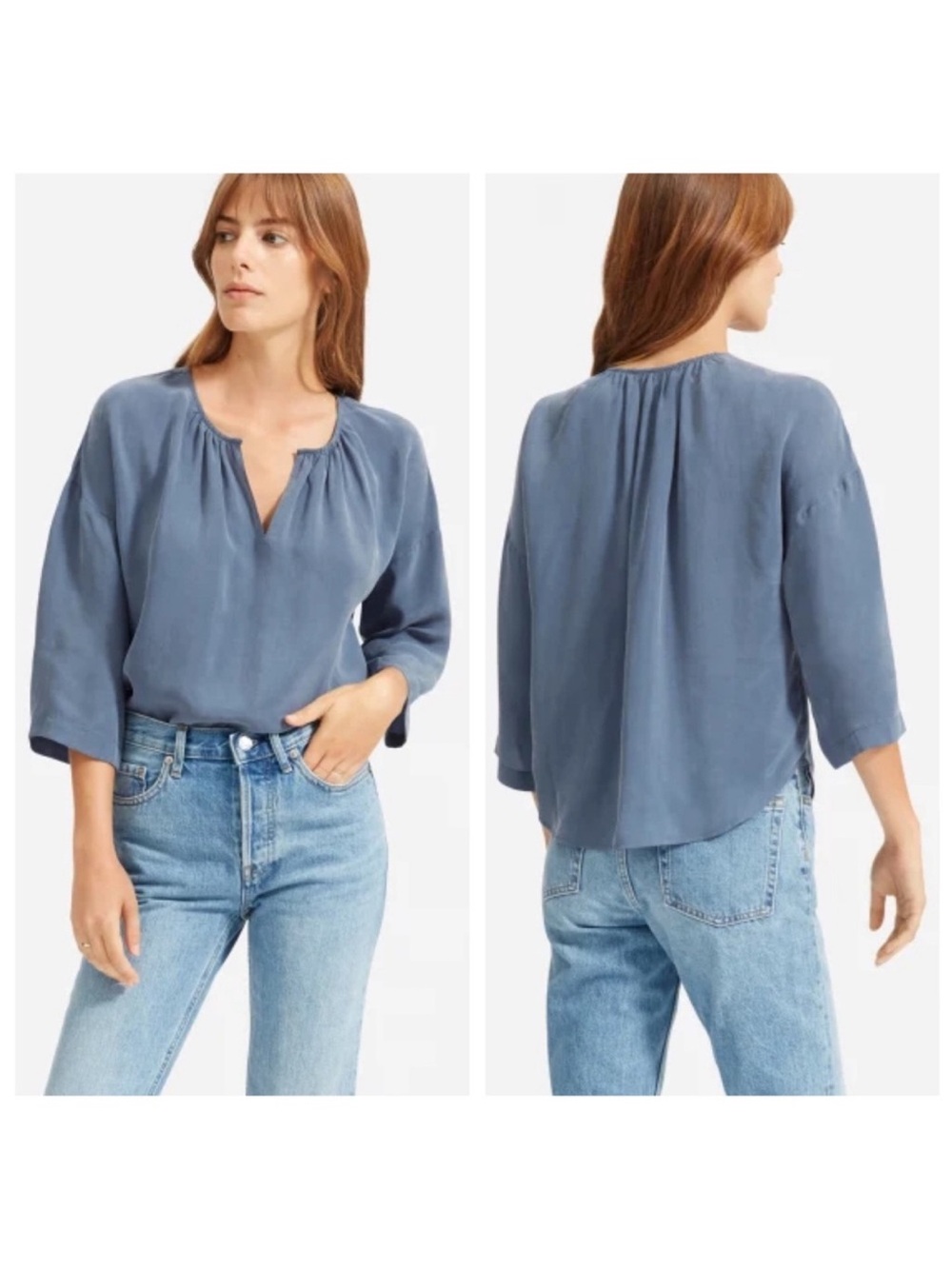 Everlane‎ shirred cupro blouse size 10